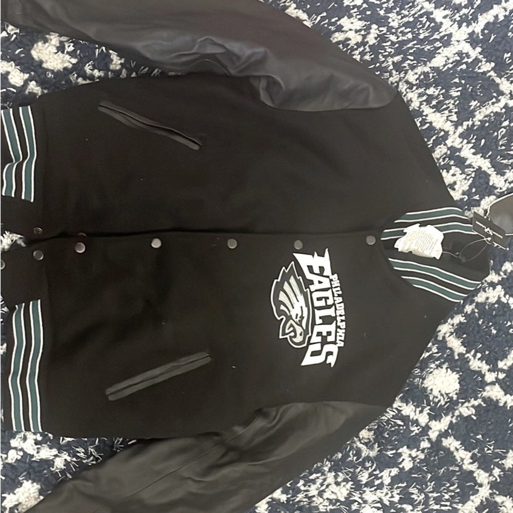 Philadelphia Eagles Black Bomber Varsity Jacket - BRAND NEW WITH TAGS